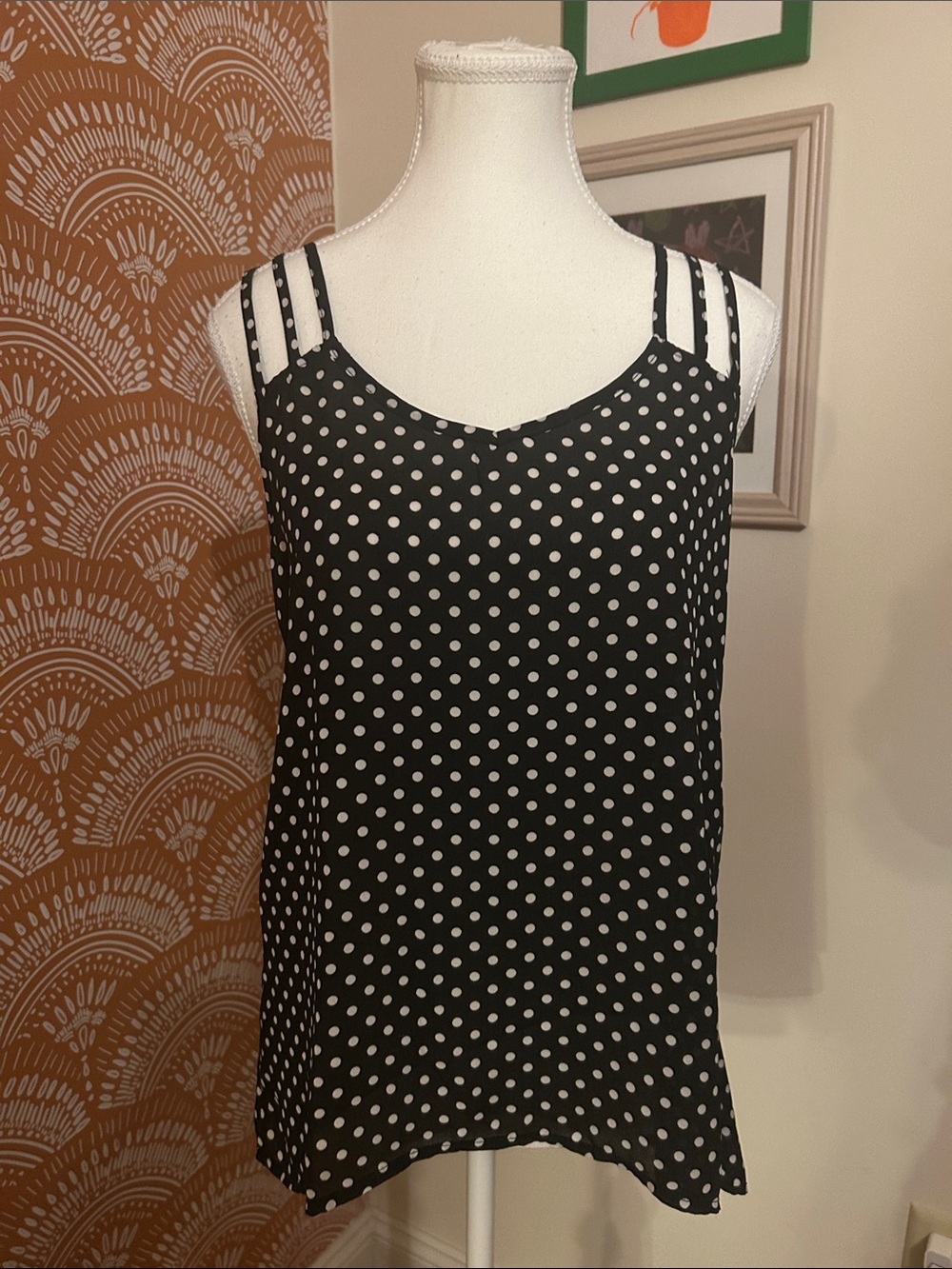 Papermoon Black and White Polka Dot Strappy Camisole